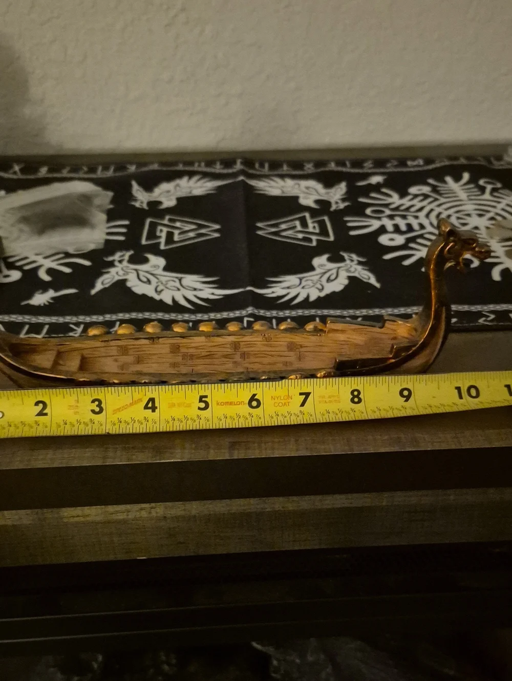 Decorative Brass Viking Boat Wall Accent in Gold